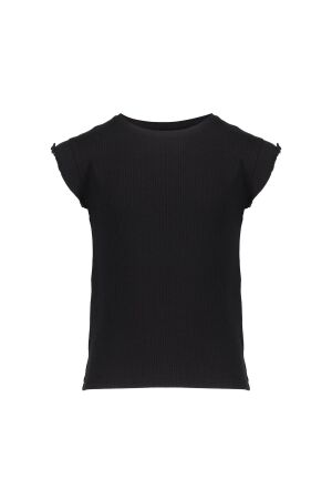 Geisha T-shirt rib met ruffles Black