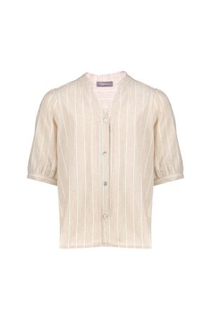 Geisha Blouse met lurex streep Ecru/Lurex
