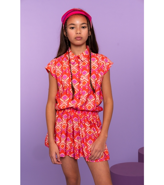 Geisha blouses Mandarine Red/Ecru/Blush 63272K-20