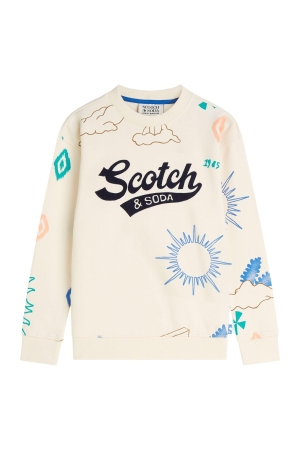 Scotch & Soda Kids Sweatshirt Relaxed-fit met print Eggnog