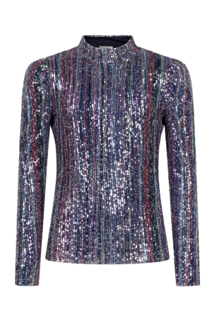 Ai&Ko Ivona Sequins Top 194118 - Denim Blue