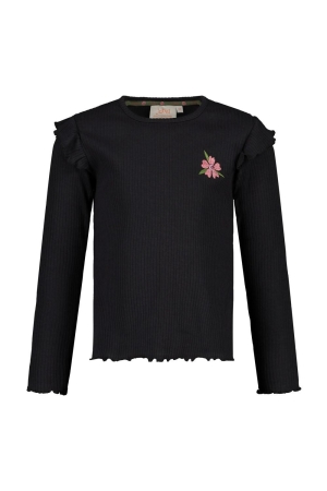 Jubel Longsleeve rib - Moon Flowers Antraciet