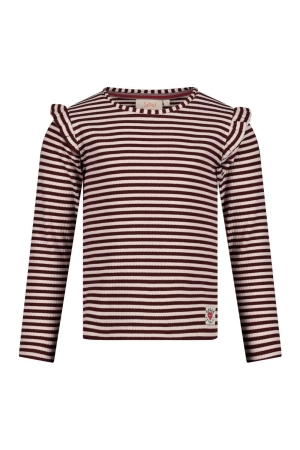 Jubel Longsleeve rib met streep - Daily Princess Bordeaux