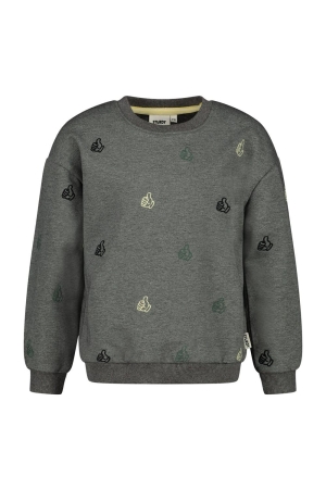 Sturdy Sweater met borduursels - Fix It Antraciet melange