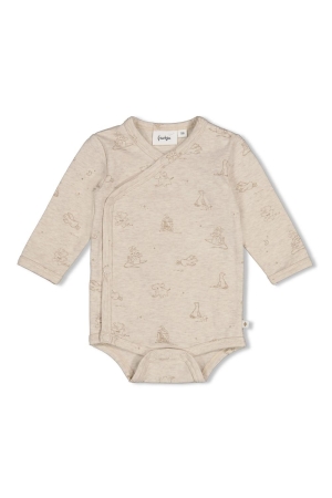 Feetje Wikkelromper AOP - The Cuddle Company Taupe melange