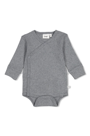 Feetje Wikkelromper ajour rib AO - Penguin Cuddles Antraciet melange