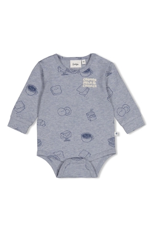 Feetje Romper AOP - Breakfast Buddy Blauw melange