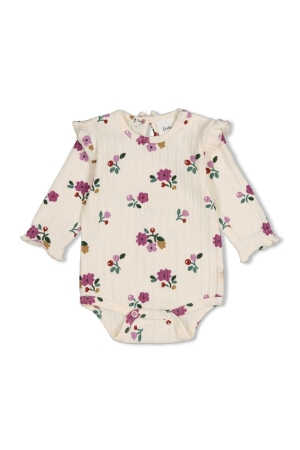 Feetje Romper rib AOP - Afternoon Tea Creme