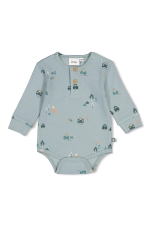 Feetje Romper rib AOP - Beep Beep Mint