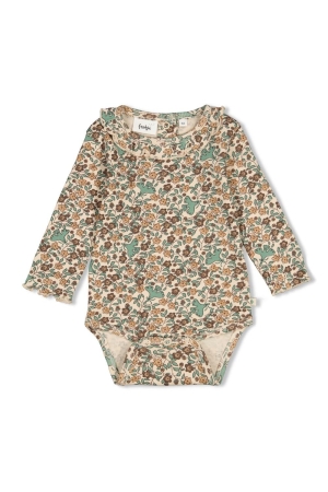 Feetje Romper rib AOP - Lucky Bloombird Offwhite