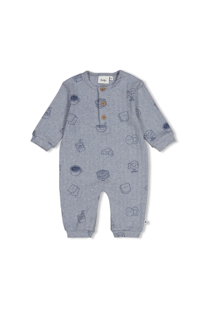 Feetje Babypakje rib AOP - Breakfast Buddy Blauw melange