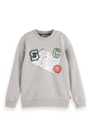 Scotch & Soda Kids Relaxed-Fit Artwork Crewneck 7477 - Grey Melange