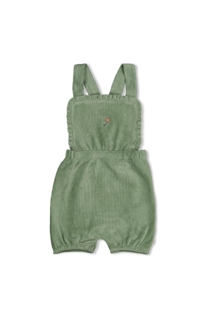 Feetje Tuinbroek kort velours rib - Lucky Bloombird Jade Groen