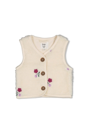 Feetje Teddy gilet met borduursels - Afternoon Tea Creme