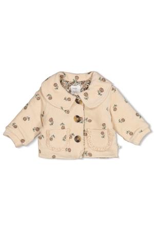 Feetje Jasje velours rib met borduursels - Lucky Bloombir Offwhite