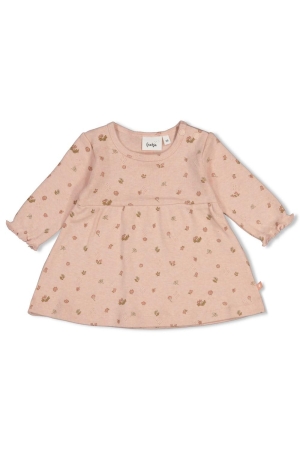 Feetje Jurk rib AOP - Fall in Love Roze melange