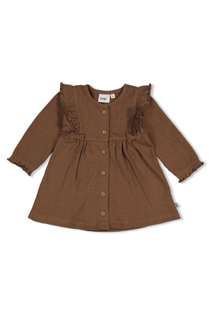 Feetje Jurk rib AOP -  Lucky Bloombird Bruin
