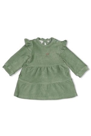 Feetje Jurk velours rib - Lucky Bloombird Jade Groen