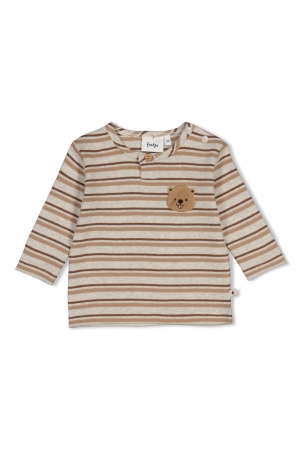 Feetje Longsleeve rib met streep - Tiny Timber Tales Grijs melange