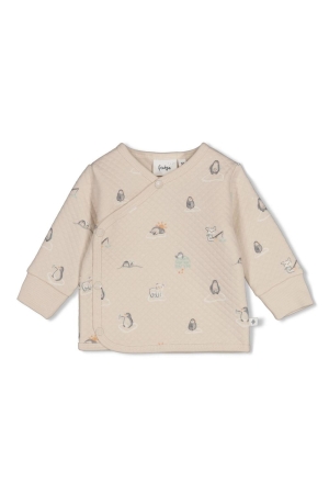 Feetje Overslagshirt AOP - Penguin Cuddles Zand