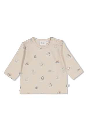 Feetje Longsleeve AOP - Penguin Cuddles Zand