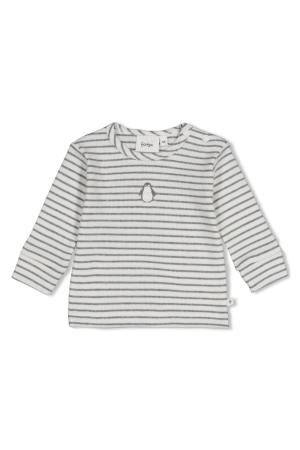 Feetje Longsleeve rib met streep - Penguin Cuddles Antraciet melange