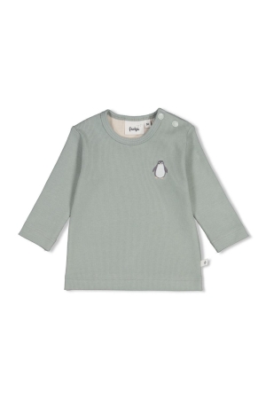 Feetje Longsleeve rib - Penguin Cuddles Zeegroen