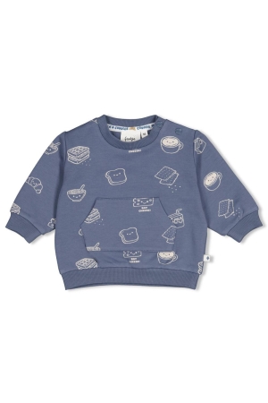 Feetje Sweater AOP - Breakfast Buddy Blauw