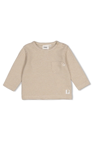 Feetje Longsleeve rib met streep - Over the Moon for You Taupe