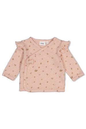 Feetje Overslagshirt rib AOP - Fall in Love Roze melange