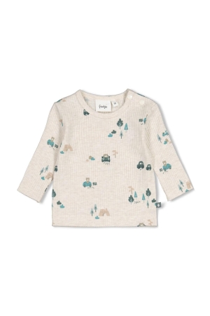 Feetje Longsleeve rib AOP - Beep Beep Offwhite melange