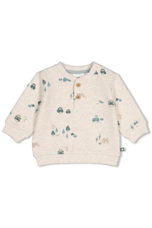 Feetje Sweater AOP - Beep Beep Offwhite melange