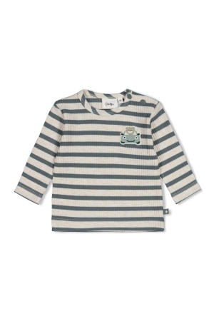 Feetje Longsleeve rib met streep - Beep Beep Zeegroen