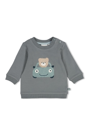 Feetje Sweater - Beep Beep Zeegroen