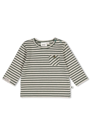 Feetje Longsleeve rib met streep - Wiggle and Waddle Groen