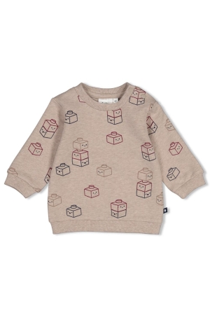 Feetje Sweater AOP - Built for Fun Taupe melange