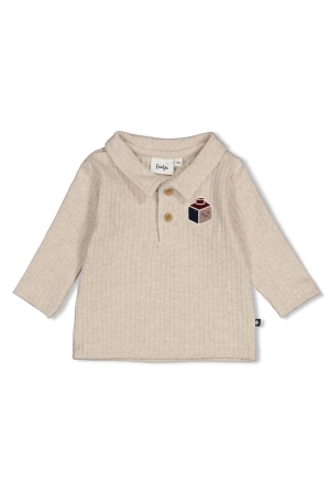 Feetje Polo rib - Built for Fun Offwhite melange