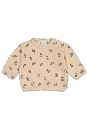 Feetje Sweater velours rib met borduursels - Lucky Bloomb Offwhite