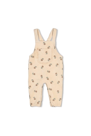Feetje Tuinbroek velours rib met borduursels - Lucky Bloo Offwhite