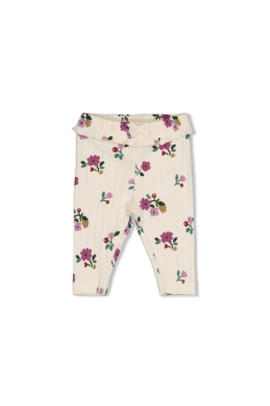 Feetje Legging rib AOP - Afternoon Tea Creme