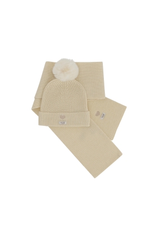 Le Chic Rosa & Reya Sjaal met muts Antique White