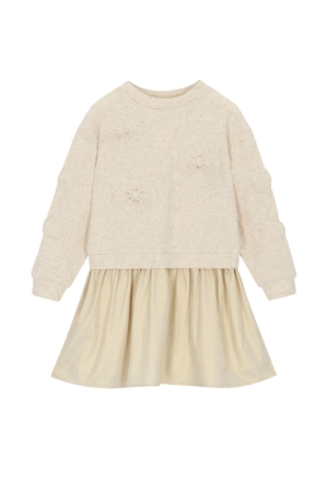Le Chic Sabow Jurk met strikjes Beige Melee