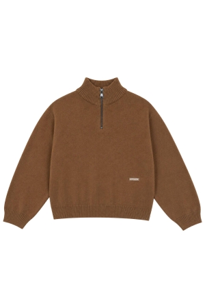Nik&Nik Ades Oversized Sweater met rits Caramel Brown
