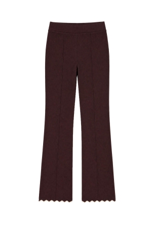 Nik&Nik Eveline Rib Flared Broek Dark Chocolate