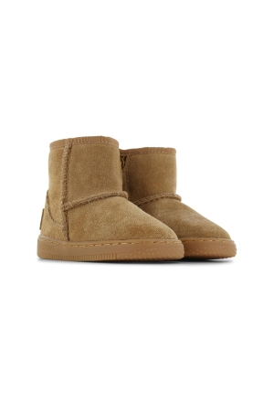 Shoesme Gevoerde suede winterlaarsjes Cognac