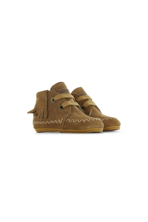 Shoesme Baby-proof Suede eerste loopschoentjes met franje Cognac
