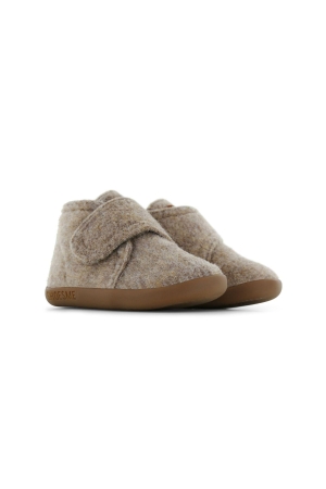 Shoesme Warme pantoffel met klittenband Taupe