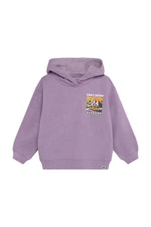Daily7 Hoodie Oversized Print Purple Melange
