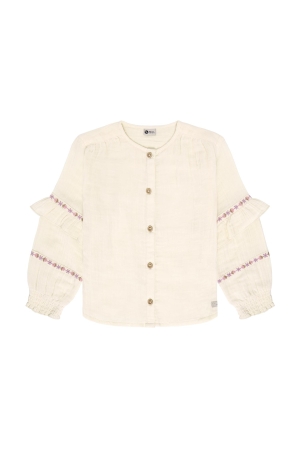 Daily7 Blouse met ruffles Mother of Pearl