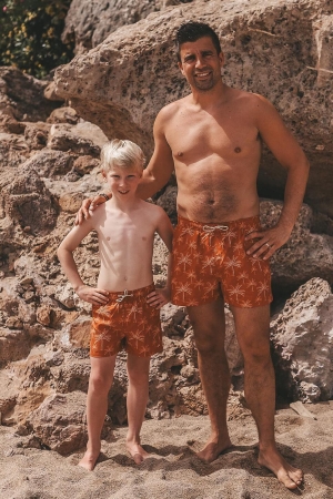 Salted Stories Palms Swim Short Men Bombay Brown